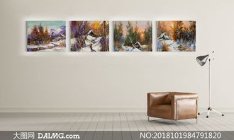 树丛小屋冬日风光